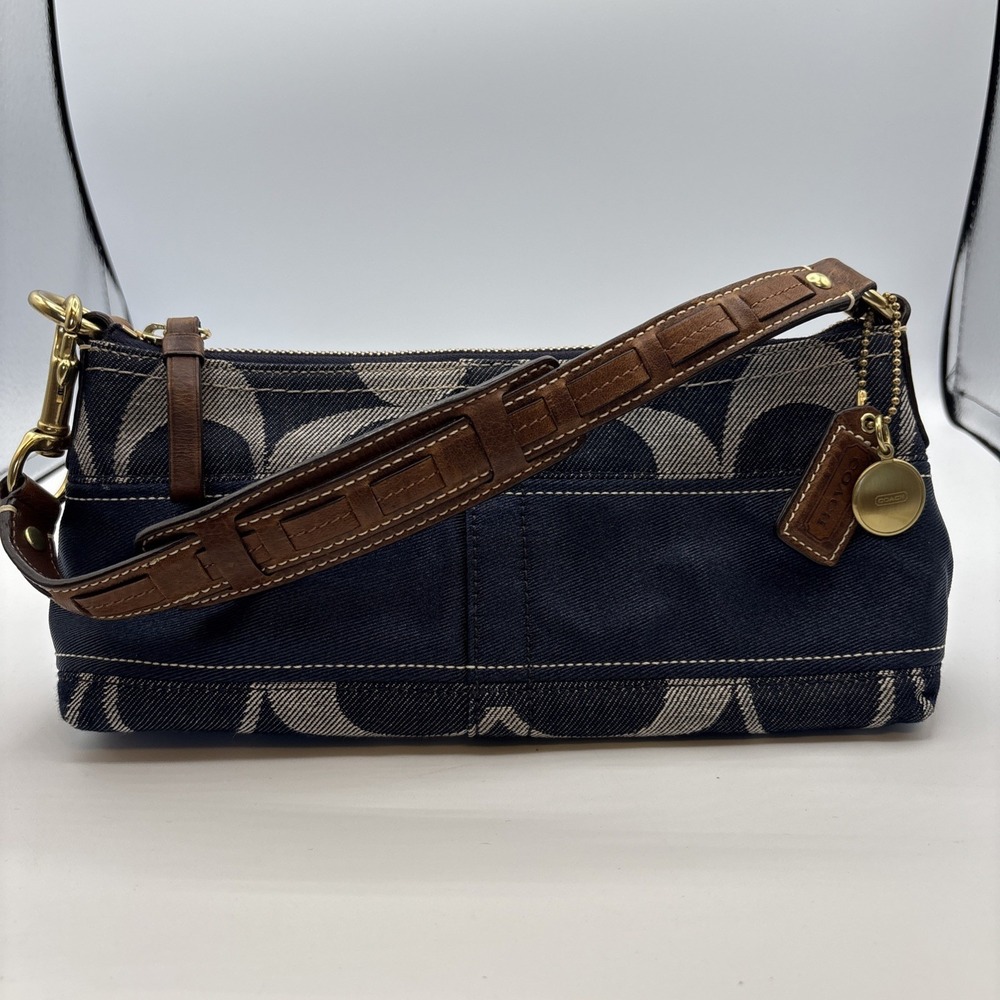 Vintage 2000s Y2K Coach Signature Top Handle Navy Blue Purse Bag RARE NWOT - Picture 2 of 10